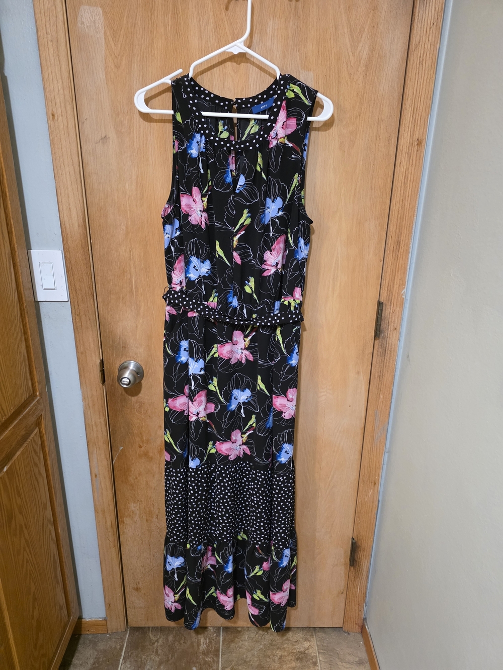 Apt. 9 Black Maxi Dress with Pink, Blue & Green Floral Print